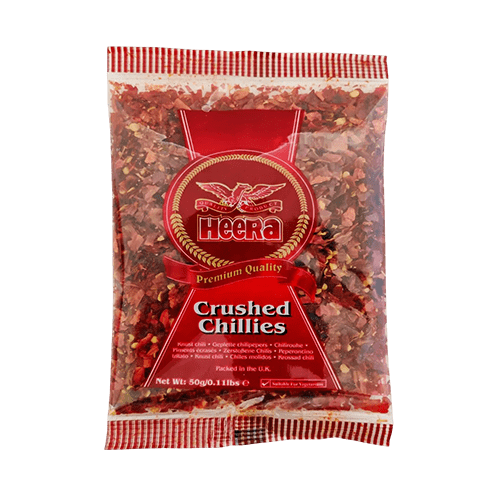 Heera Crushed Chillies 50g in clear pounch packing. | Ideal Indiska LIVS