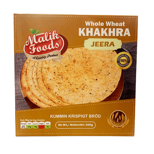 Malik Foods Whole Wheat Khakhra - Jeera (Cumin Crisps) 200g | Ideal Indiska LIVS