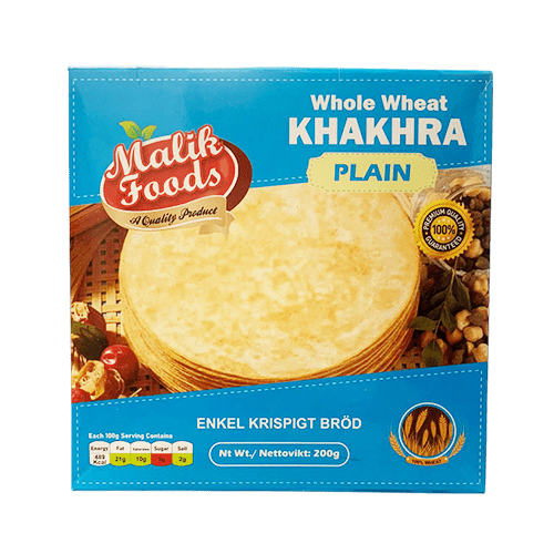 Malik Foods Whole Wheat Khakhra - Plain (Roasted Crisps) 200g | Ideal Indiska LIVS