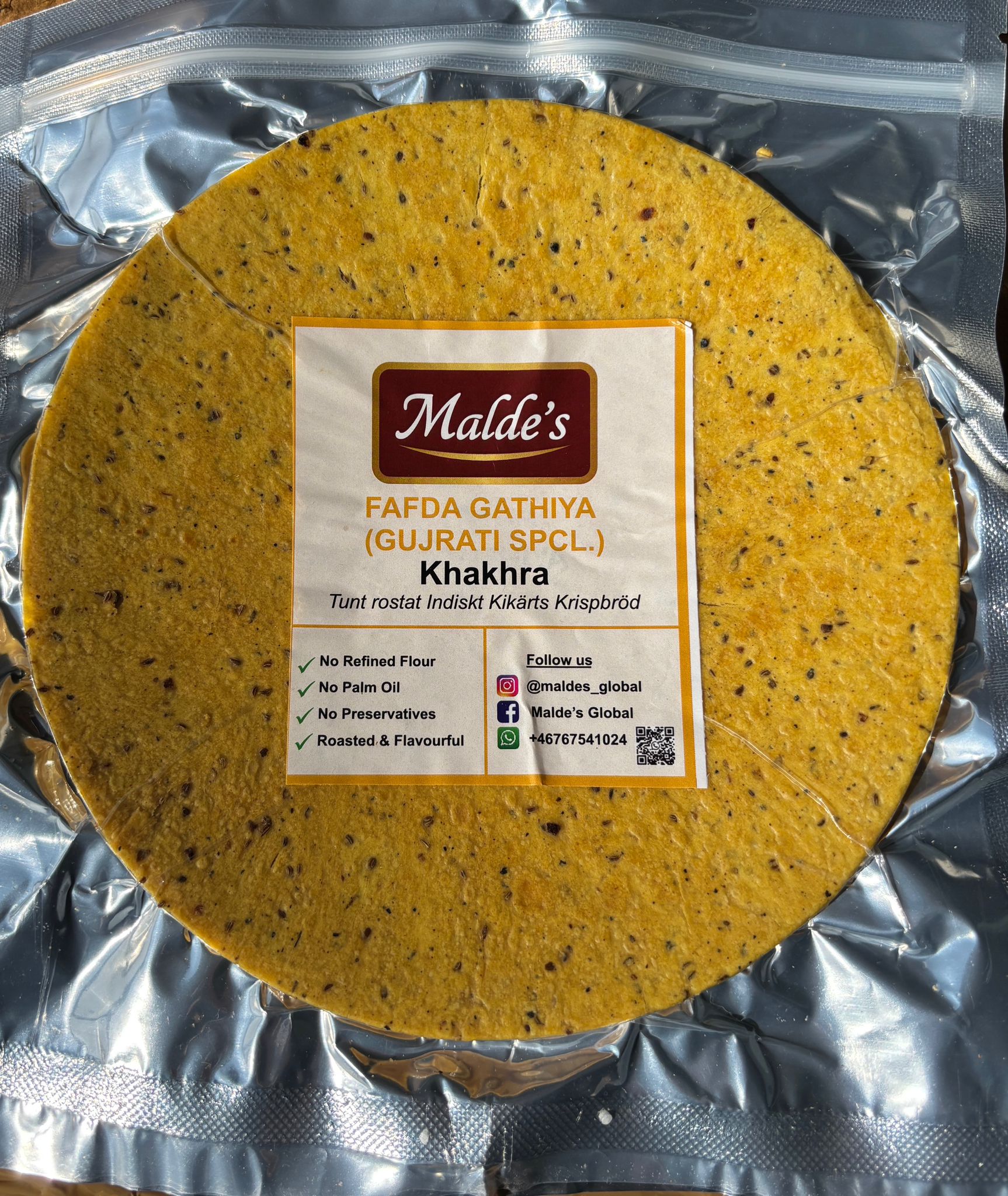 Malde's Fafda Gathiya (Gujarati Special) Khakhra 200g - Chickpea Whole Wheat Crispbread | Ideal Indiska LIVS