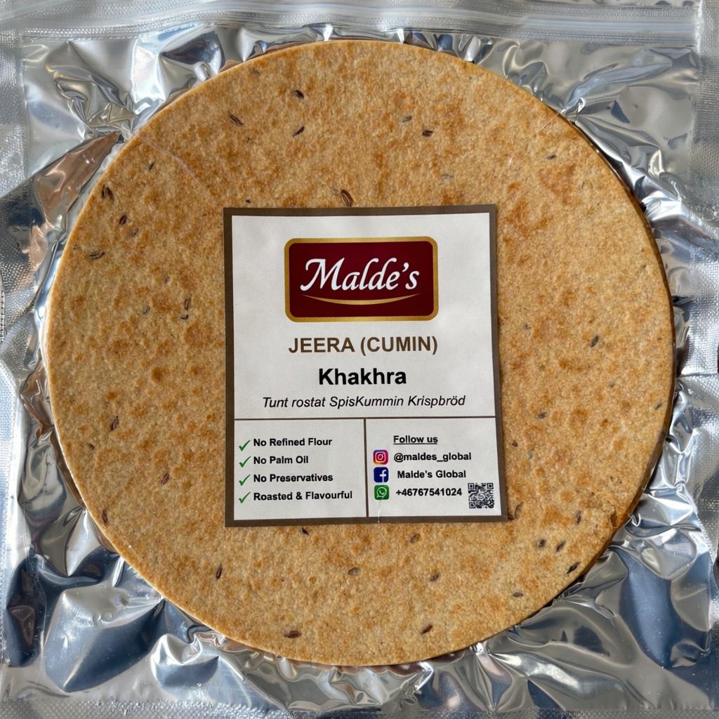 Malde's Jeera (Cumin) Khakhra 200g - Gujarati Whole Wheat Crispbread | Ideal Indiska LIVS