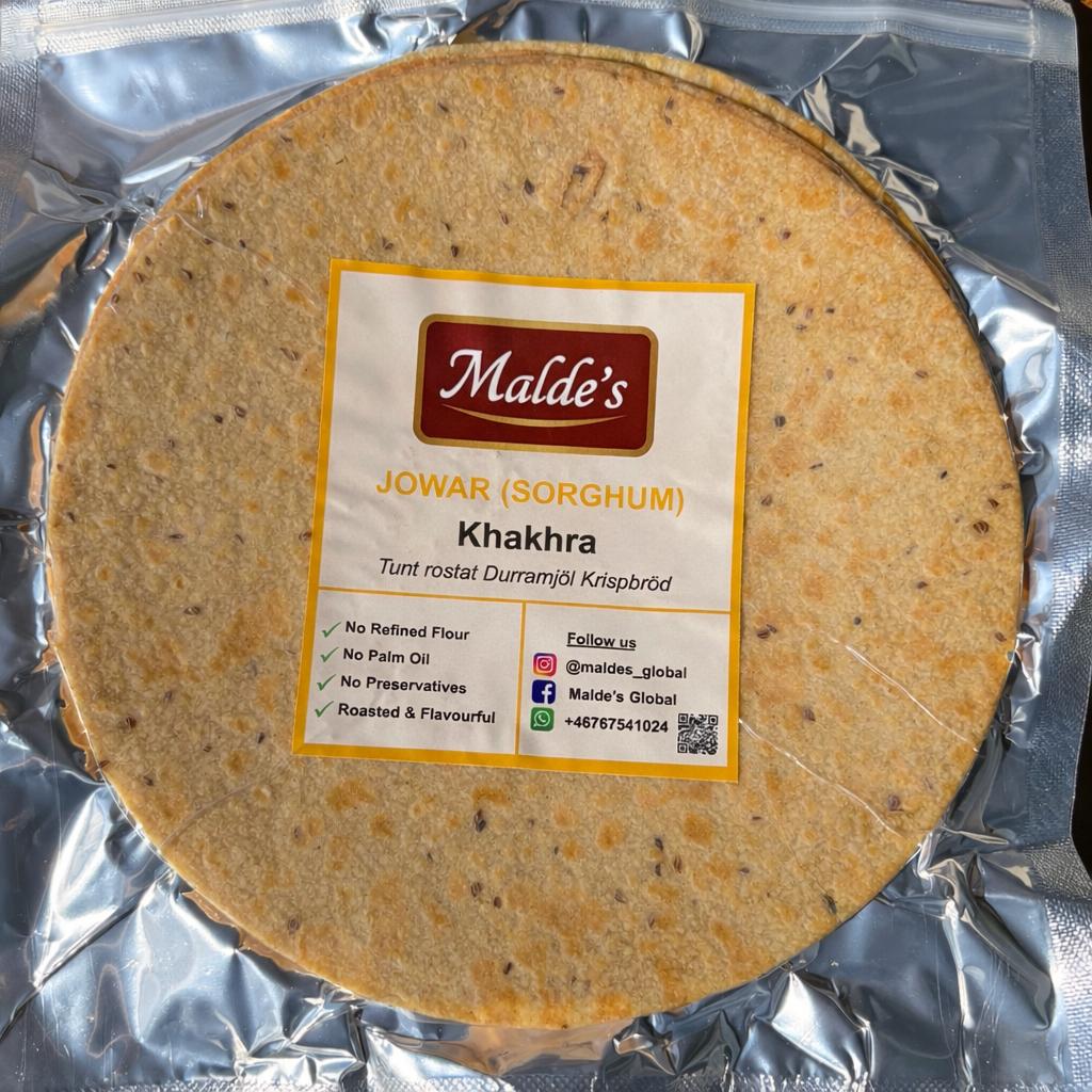 Malde's Jowar (Sorghum) Khakhra 200g - Gluten-Friendly Whole Grain Crispbread | Ideal Indiska LIVS