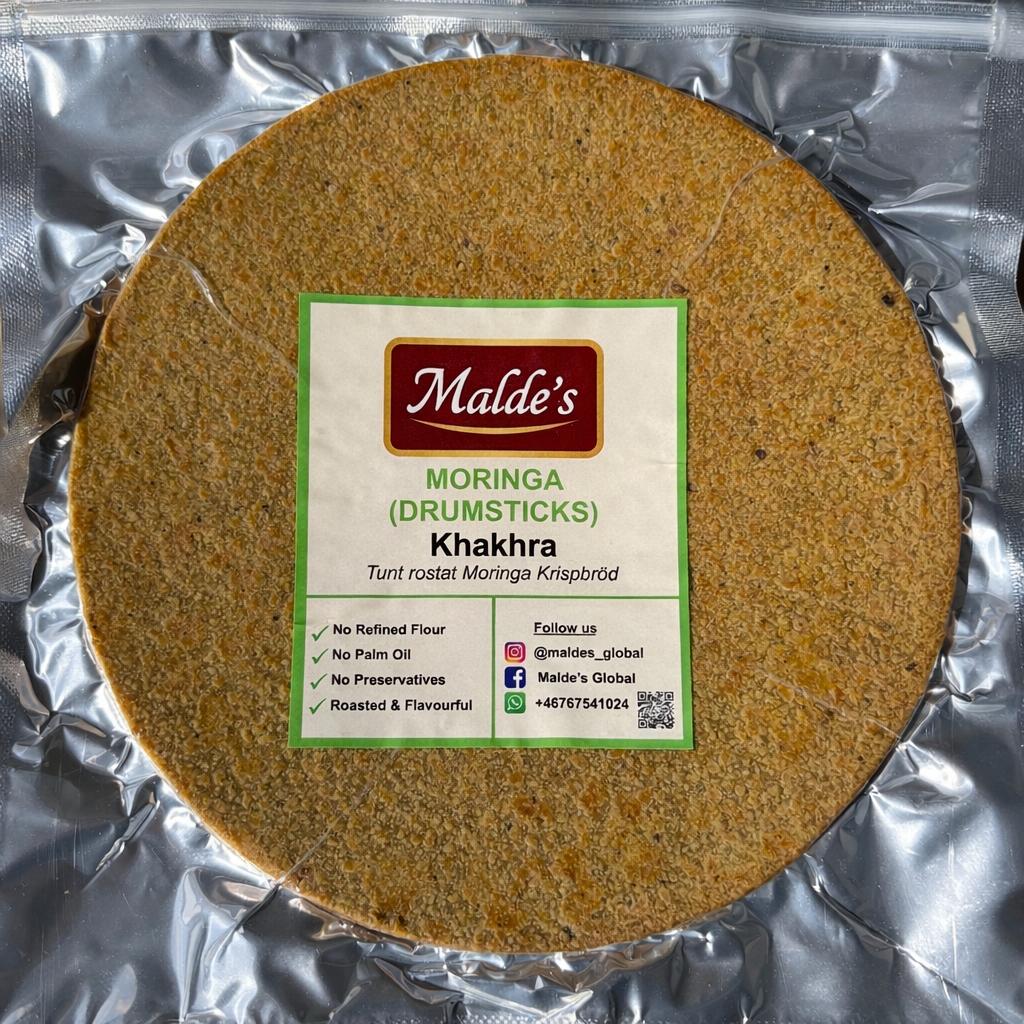 Malde's Moringa (Drumstick) Khakhra 200g - Superfood Whole Wheat Crispbread | Ideal Indiska LIVS