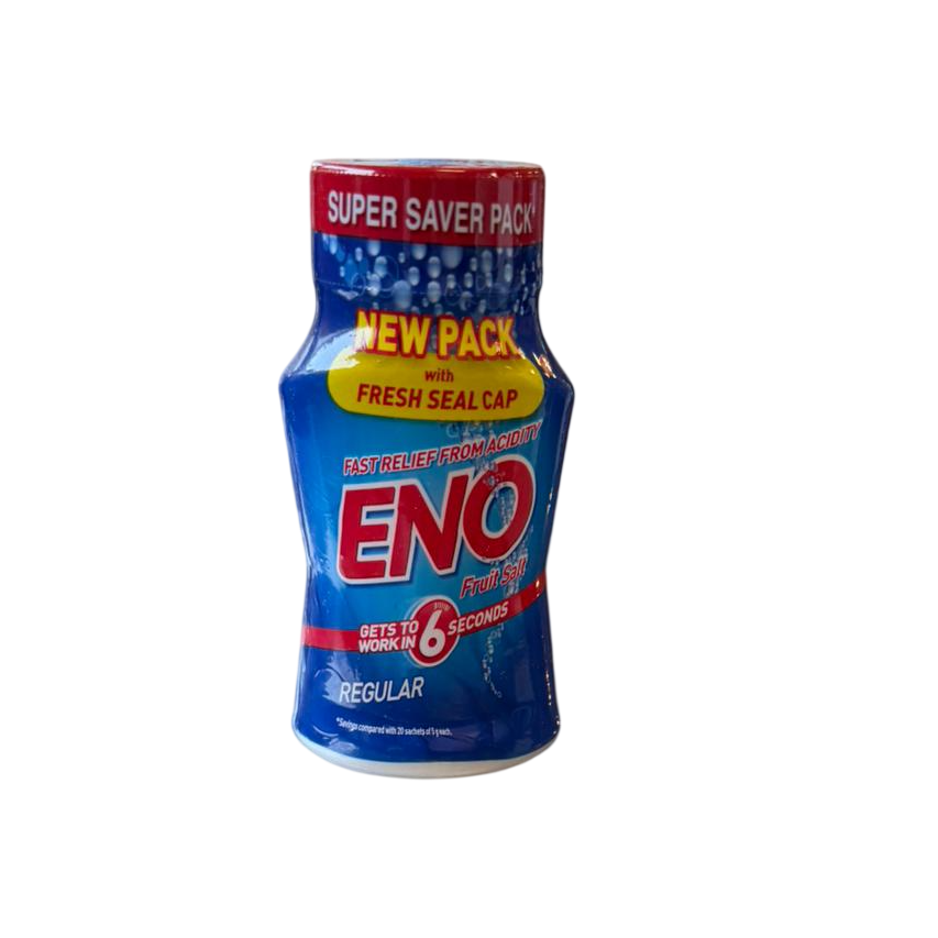 blue bottle of ENO Fruit Salt Regular 100G