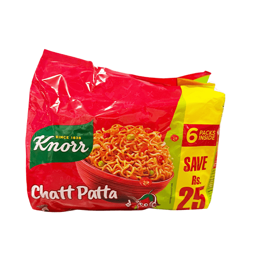 Knorr Chat Pata Noodles Family Pack 6 Pcs - Spicy Tangy Pakistani Instant Noodles