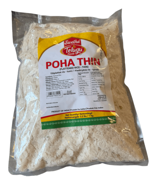 Swetha-Telugu Foods Thin Poha (Flattened Rice) 1kg - For Chivda | Ideal Indiska LIVS
