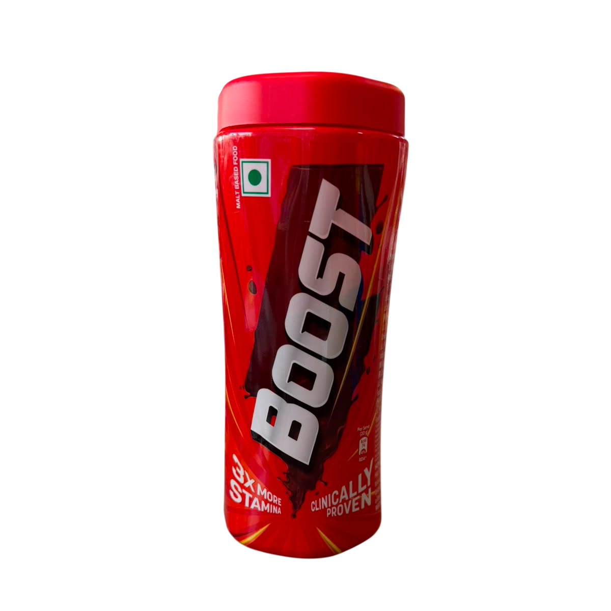 Boost 500g – Chocolate Malt Energy Drink Powder in red plastic bottle. | Ideal Indiska LIVS