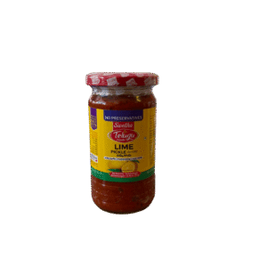 Swetha Telugu Foods Lime in Oil Pickle (With Garlic) 300g in glass bottle packing