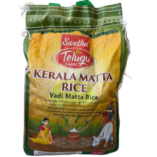 Swetha Telugu Foods Kerala Matta Rice 5 Kg bag in yellow and green color | Ideal Indiska LIVS